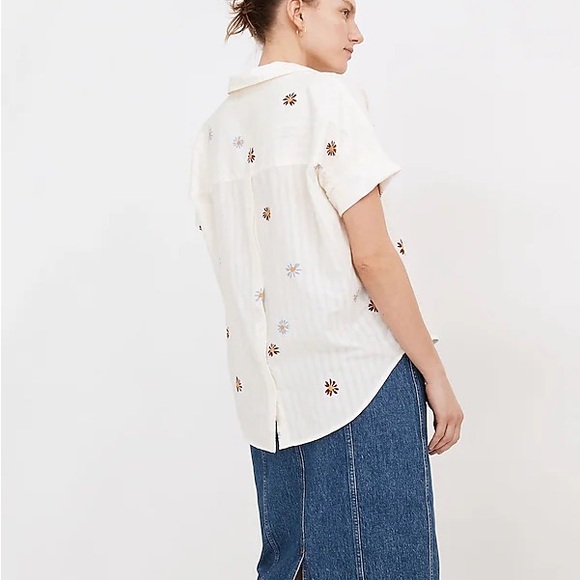 Madewell Daisy Printed Courier Button-Back Shirt in Stripe - Picture 3 of 5